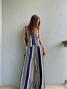 On Point Stripe Navy Pants