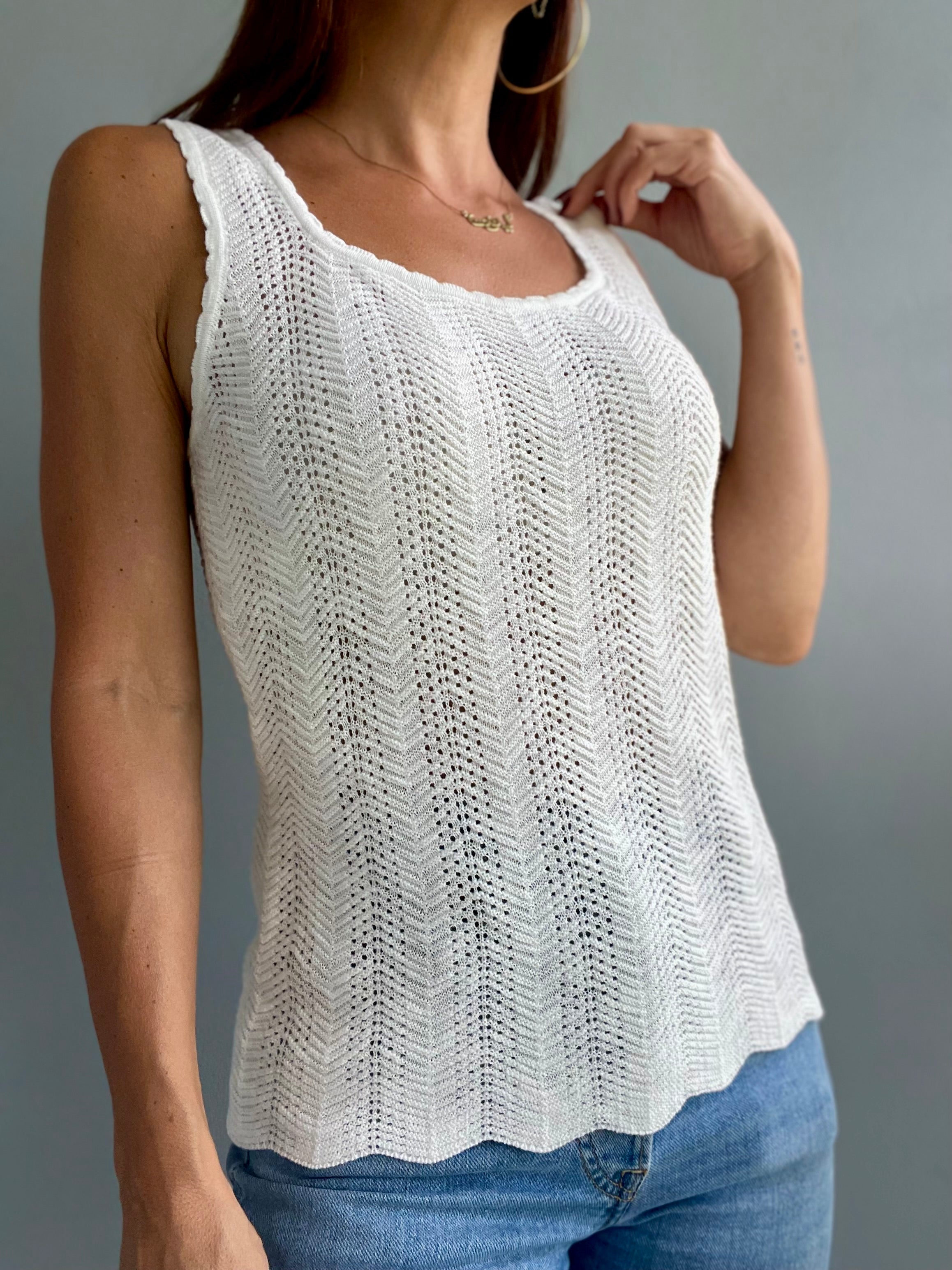 Taryn White Knit Top