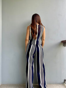 On Point Stripe Navy Pants