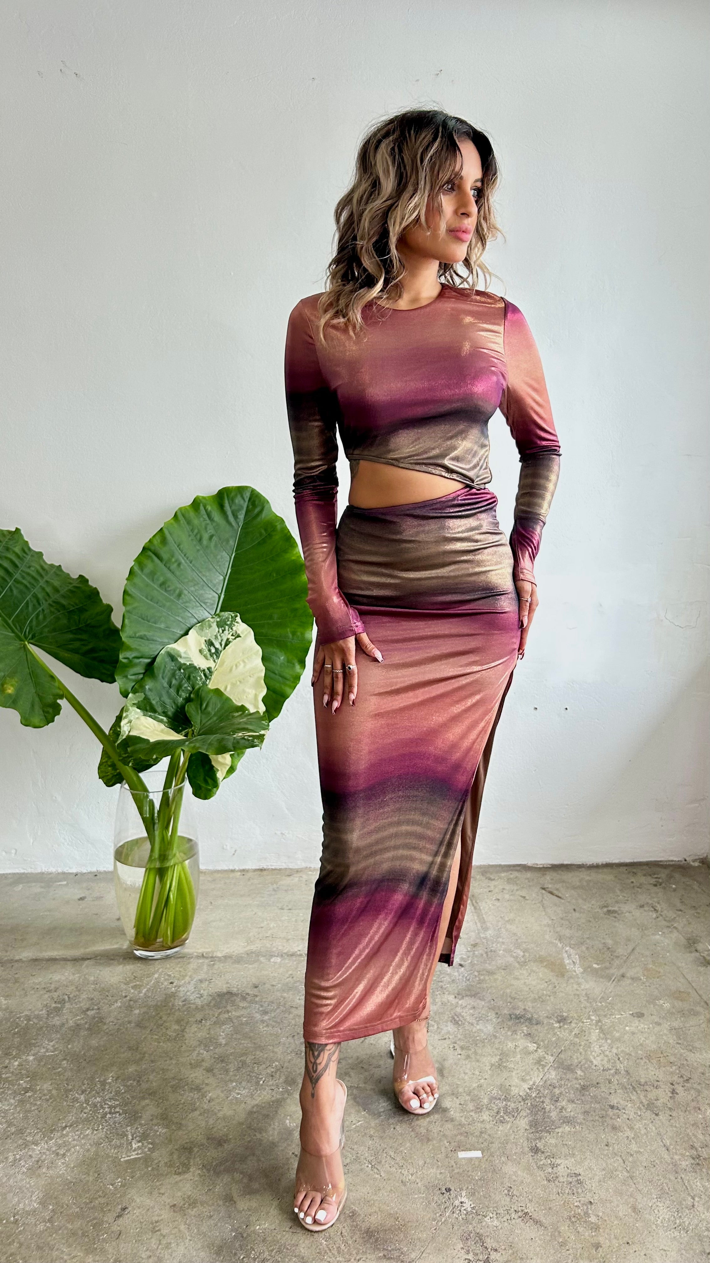 Stand Out Metallic Midi Dress