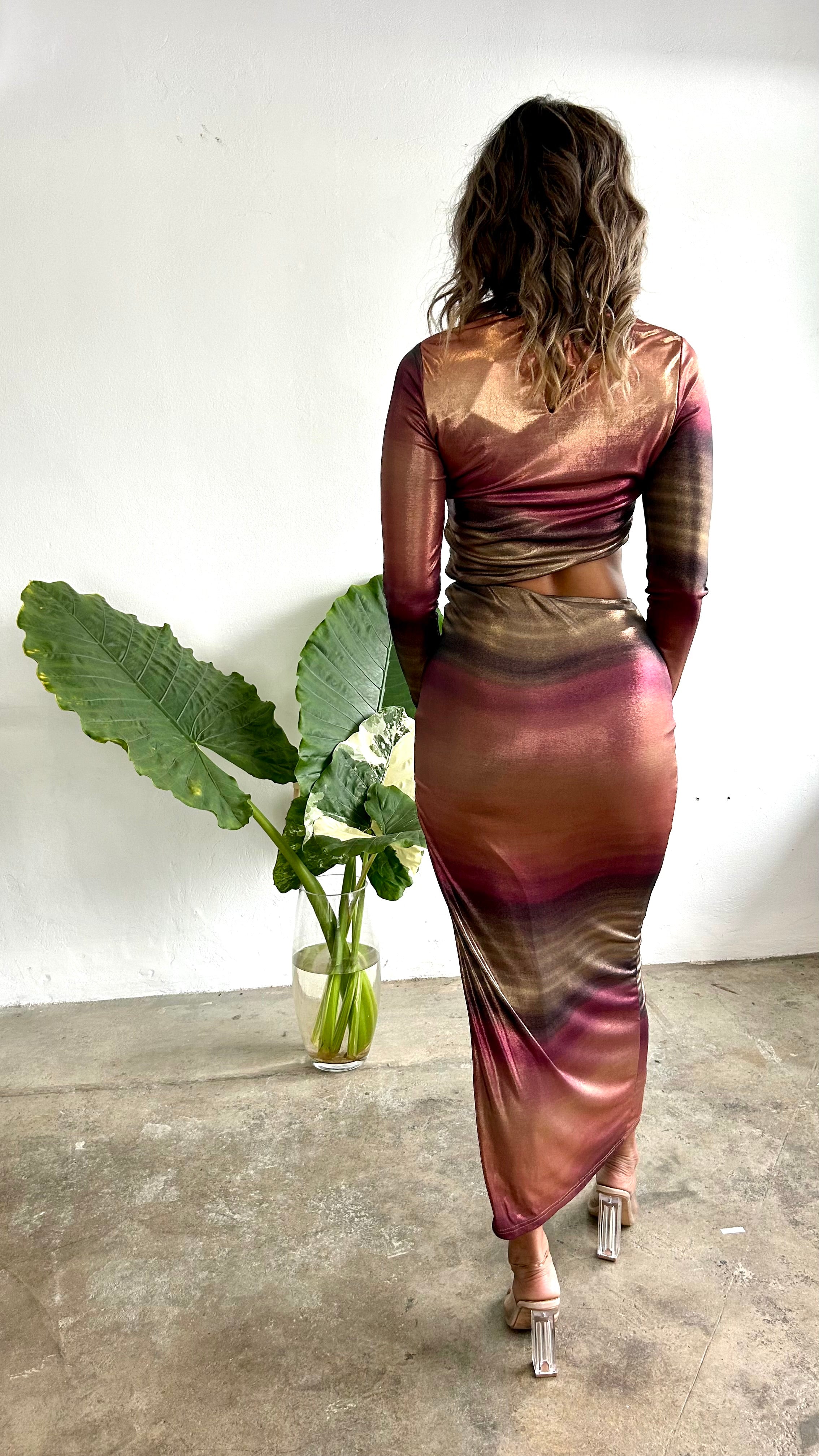 Stand Out Metallic Midi Dress