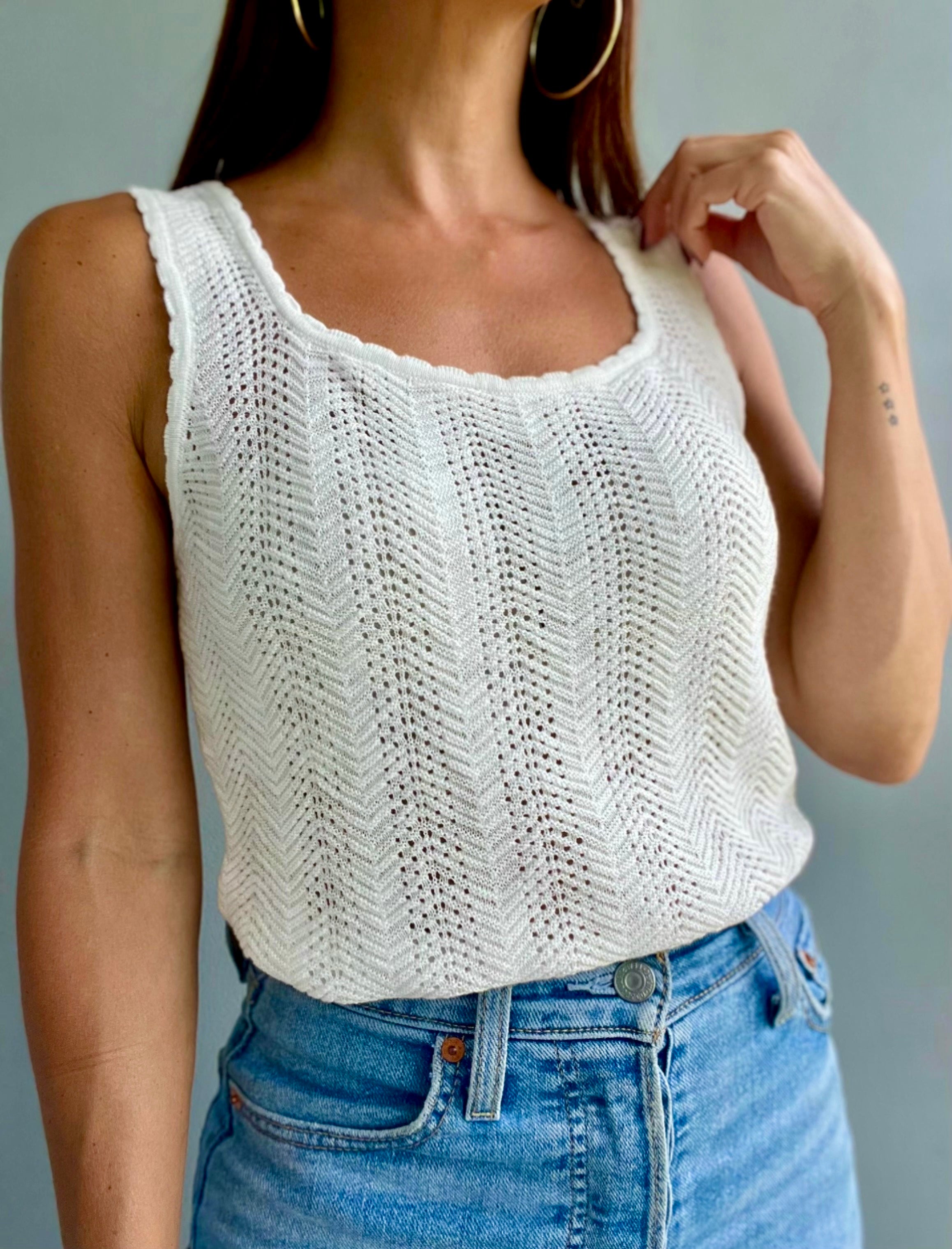 Taryn White Knit Top