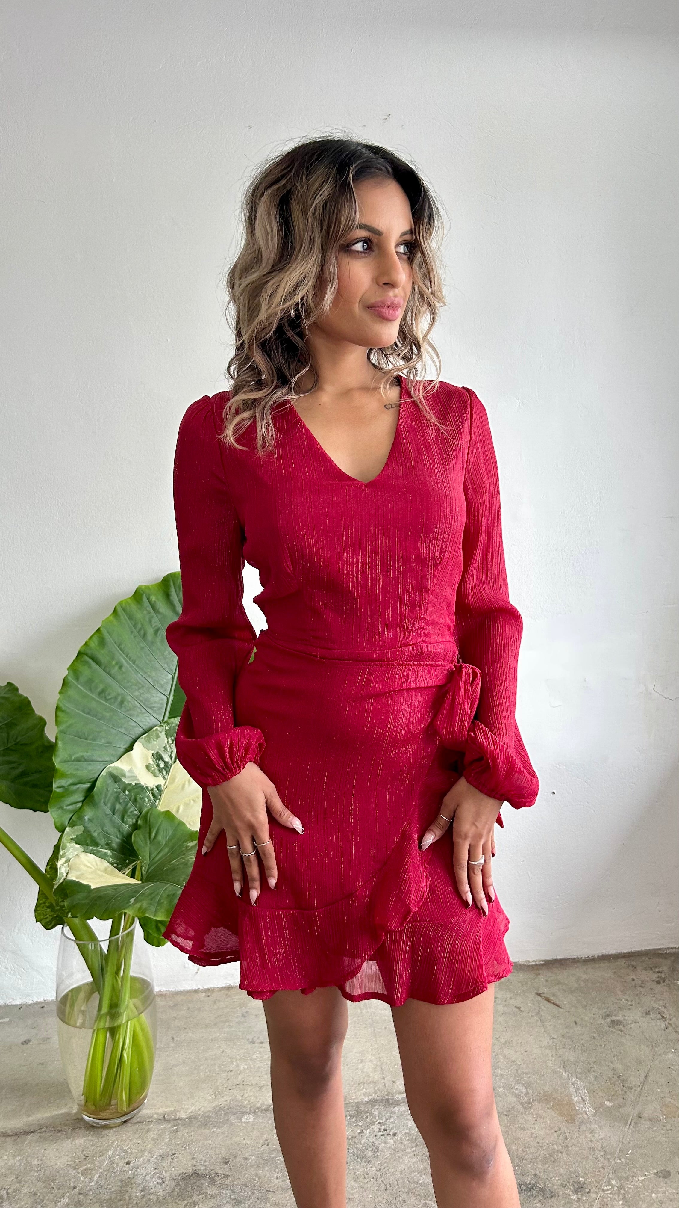 Poinsettia Red Mini Dress