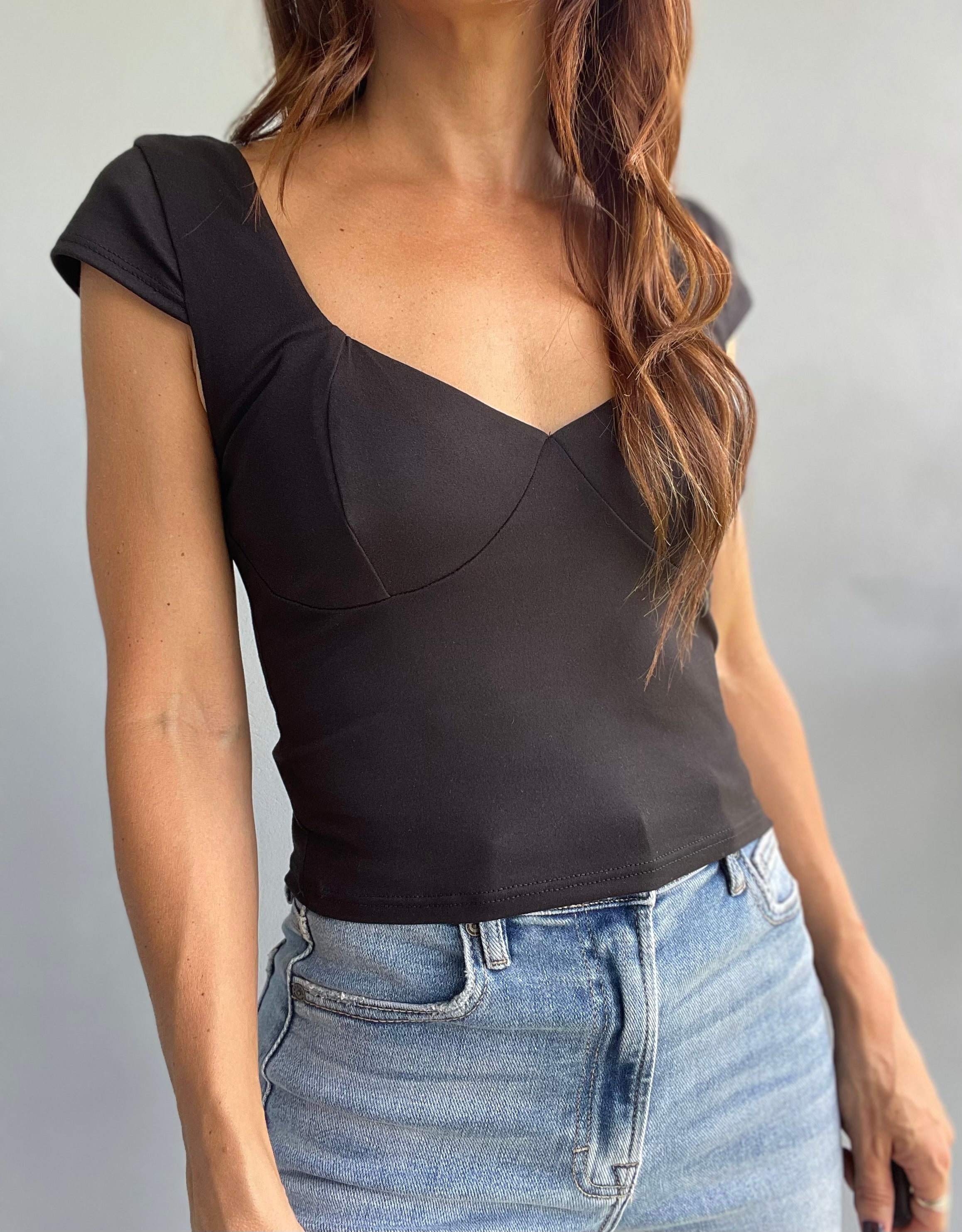 Lori Cap-Sleeve Top ~ Black