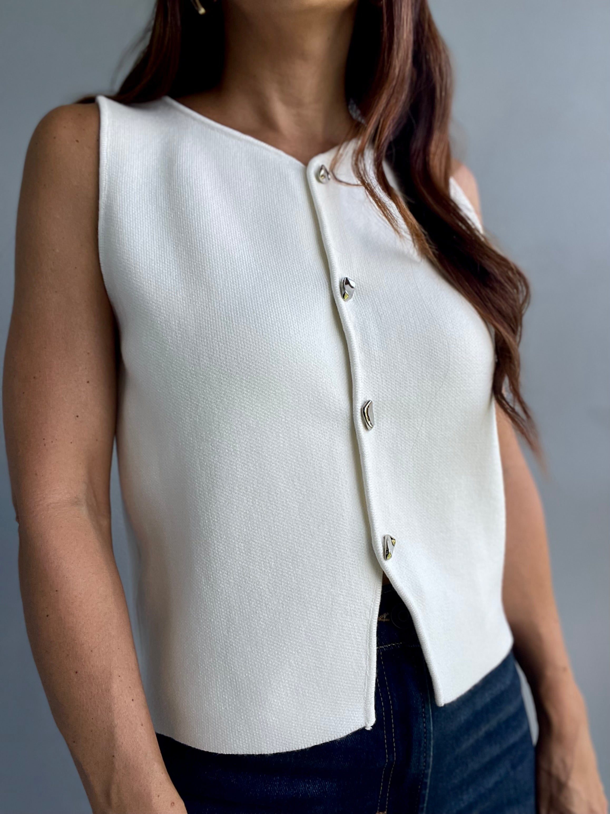Gabby White Knit Vest