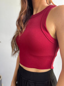 Ribbed Cropped Vest ~ Scarlet