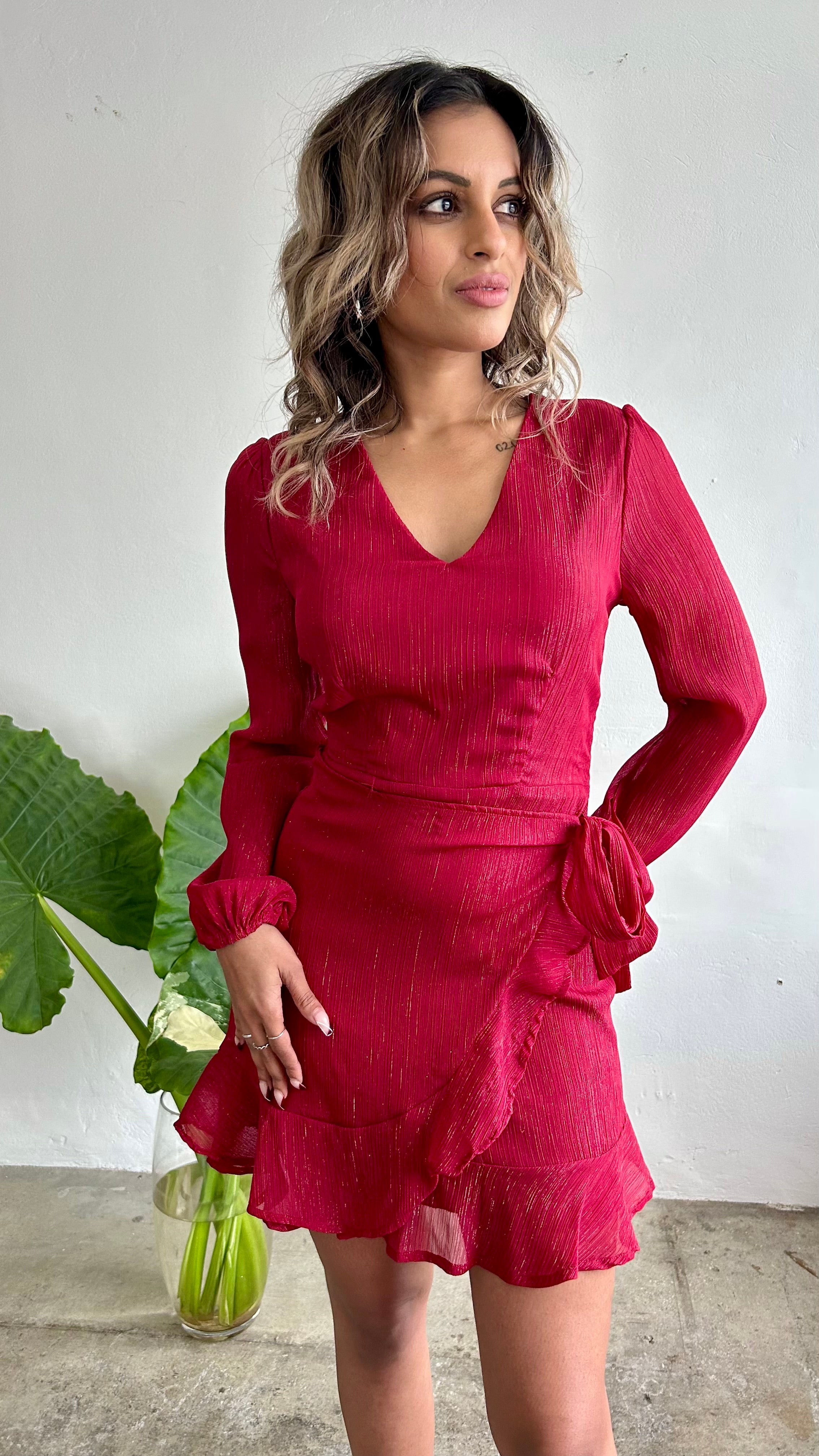 Poinsettia Red Mini Dress