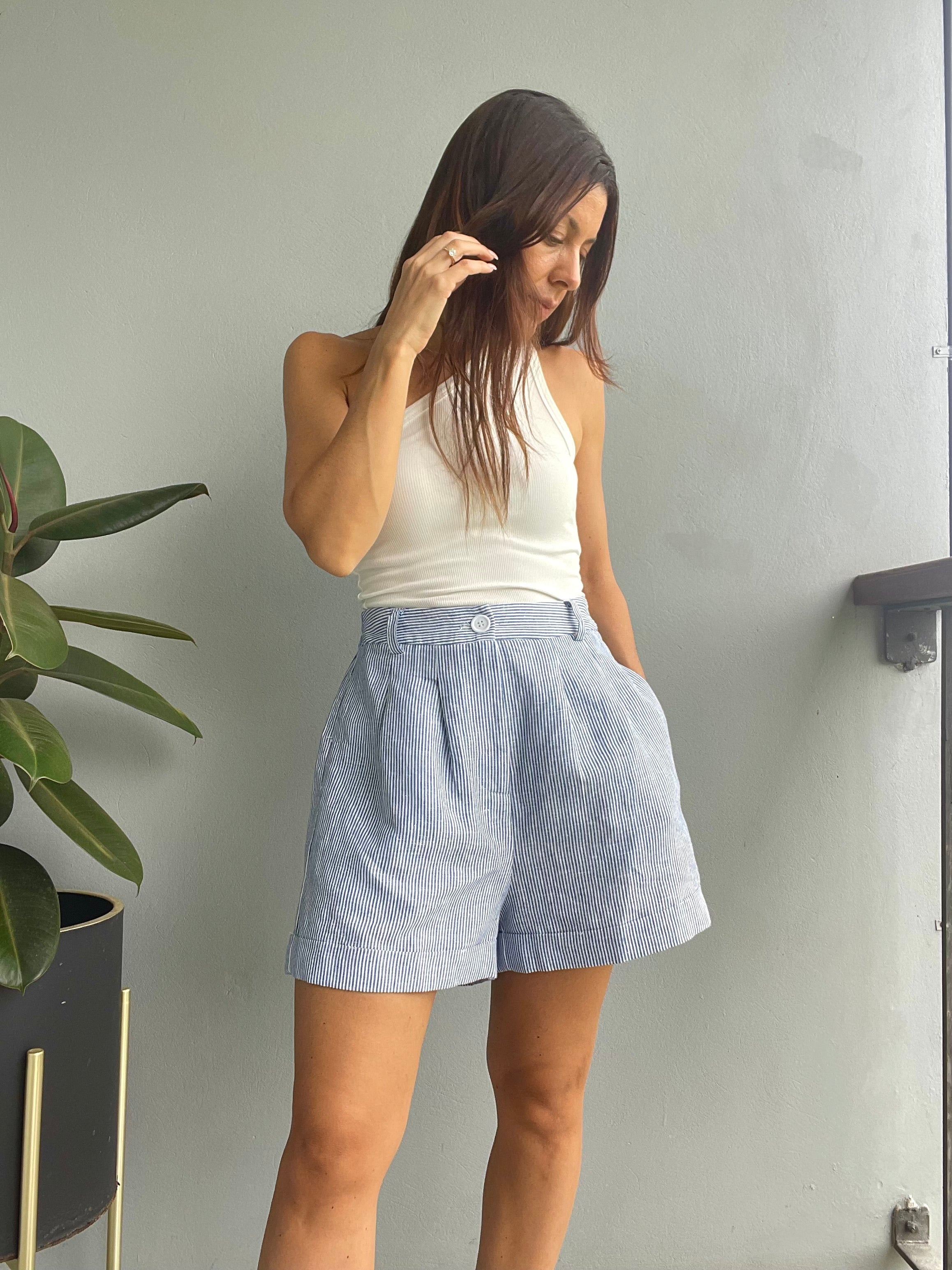 Surrey Linen Shorts  ~ Blue