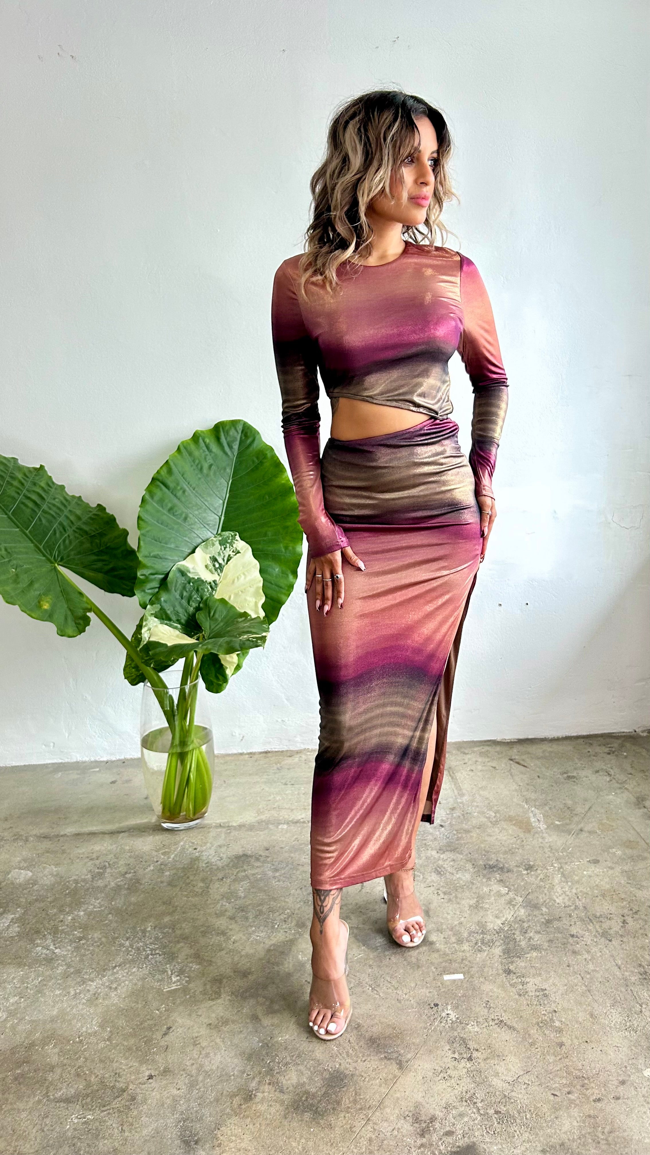 Stand Out Metallic Midi Dress