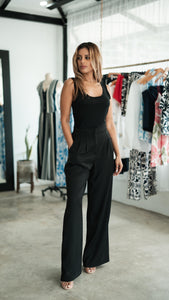 Black high waist trousers