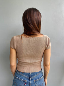 Maddie Knit Crop Top ~ Khaki