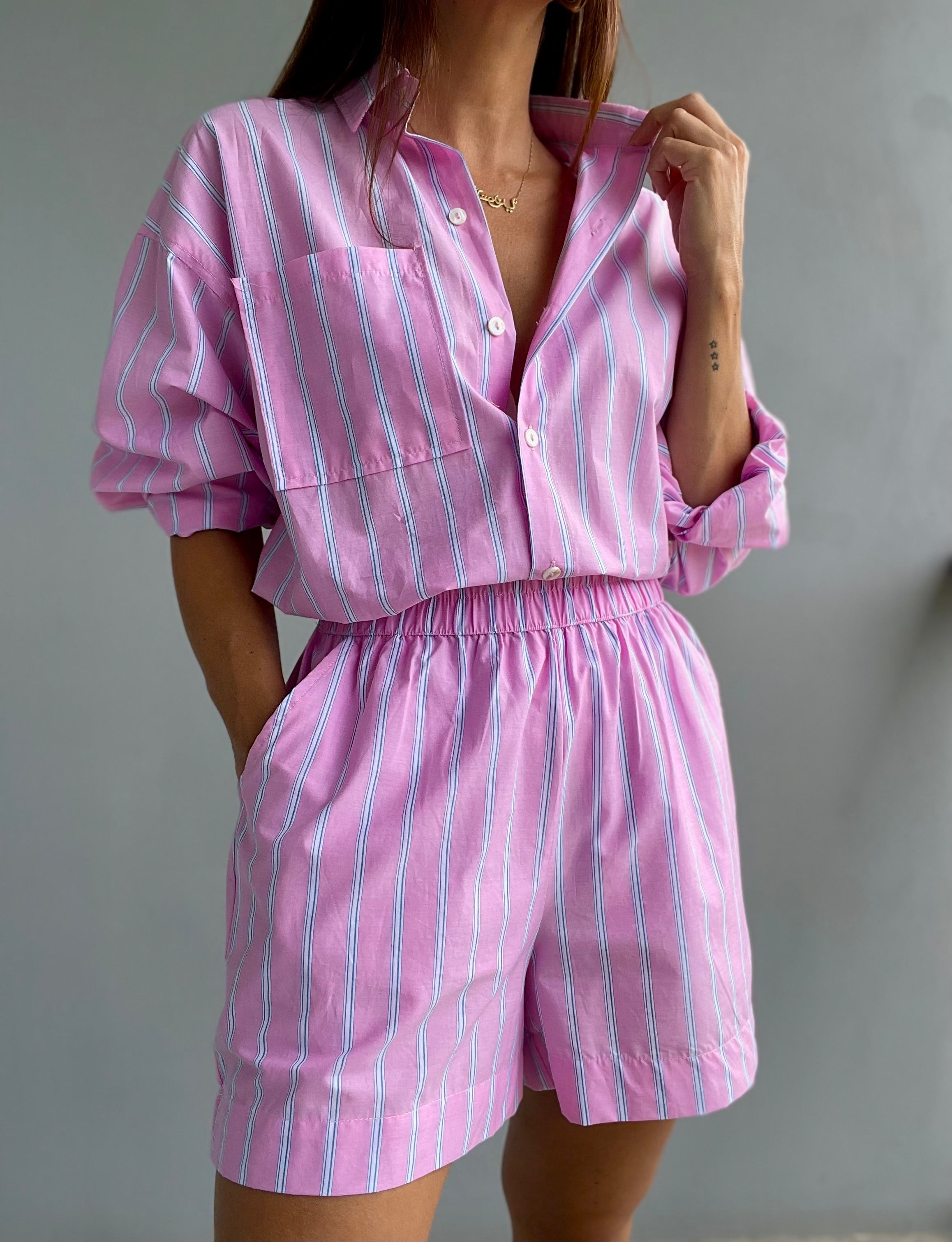 Dove Pink Stripe Shorts