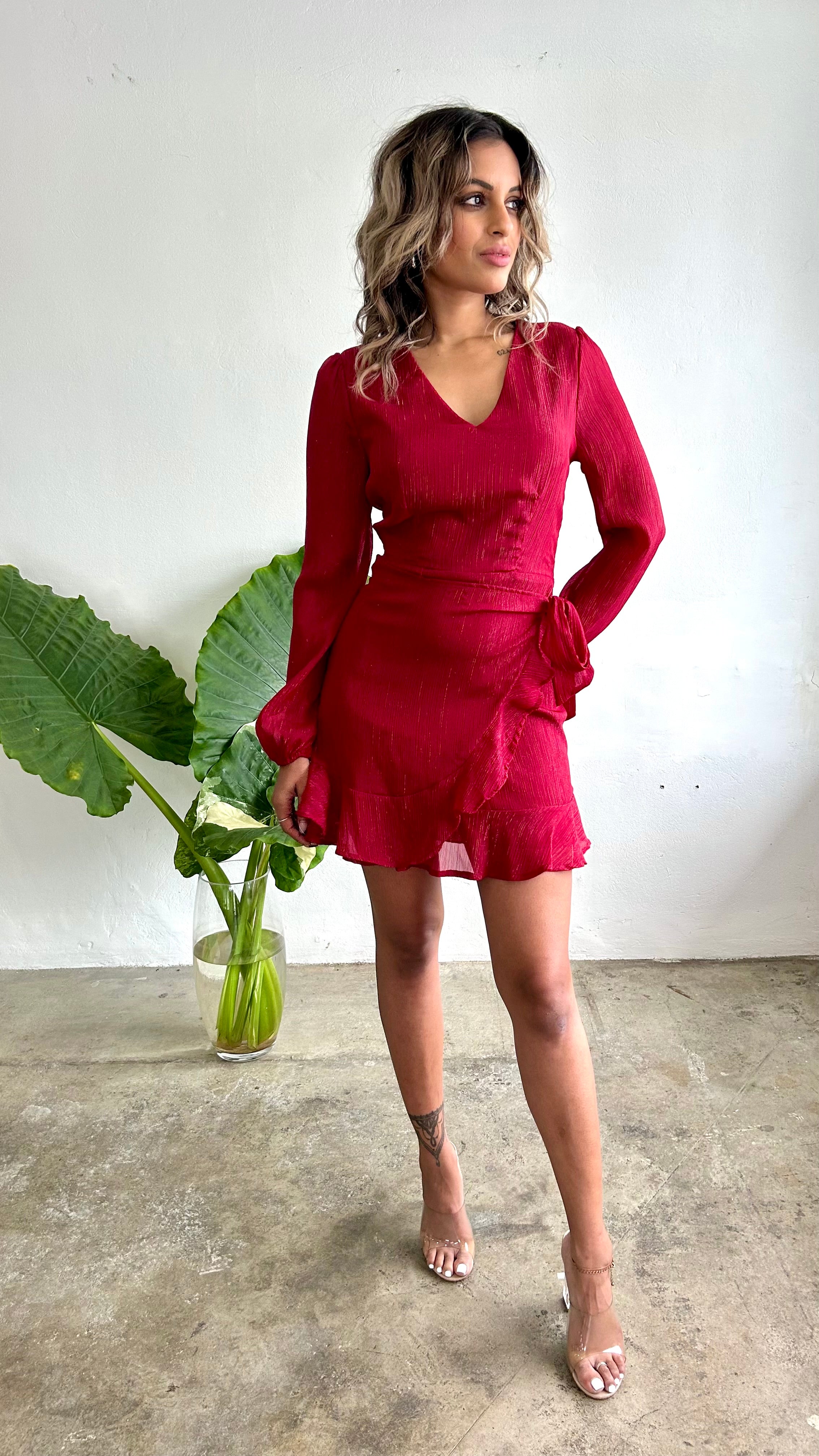 Poinsettia Red Mini Dress