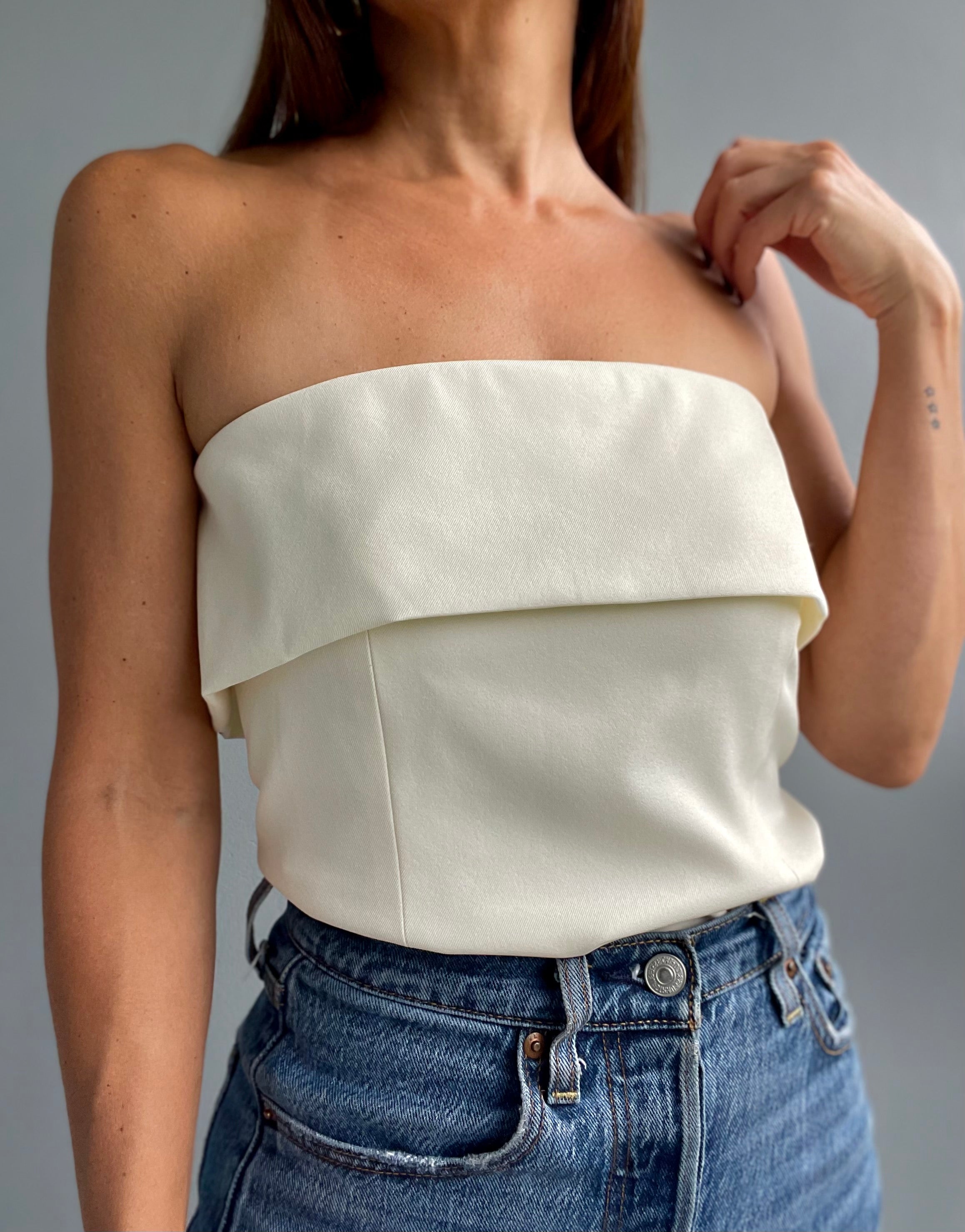 Santa Fe Cream Strapless Top