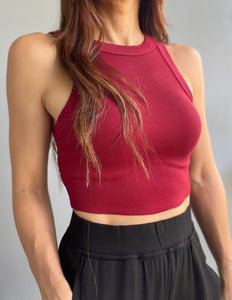 Ribbed Cropped Vest ~ Scarlet