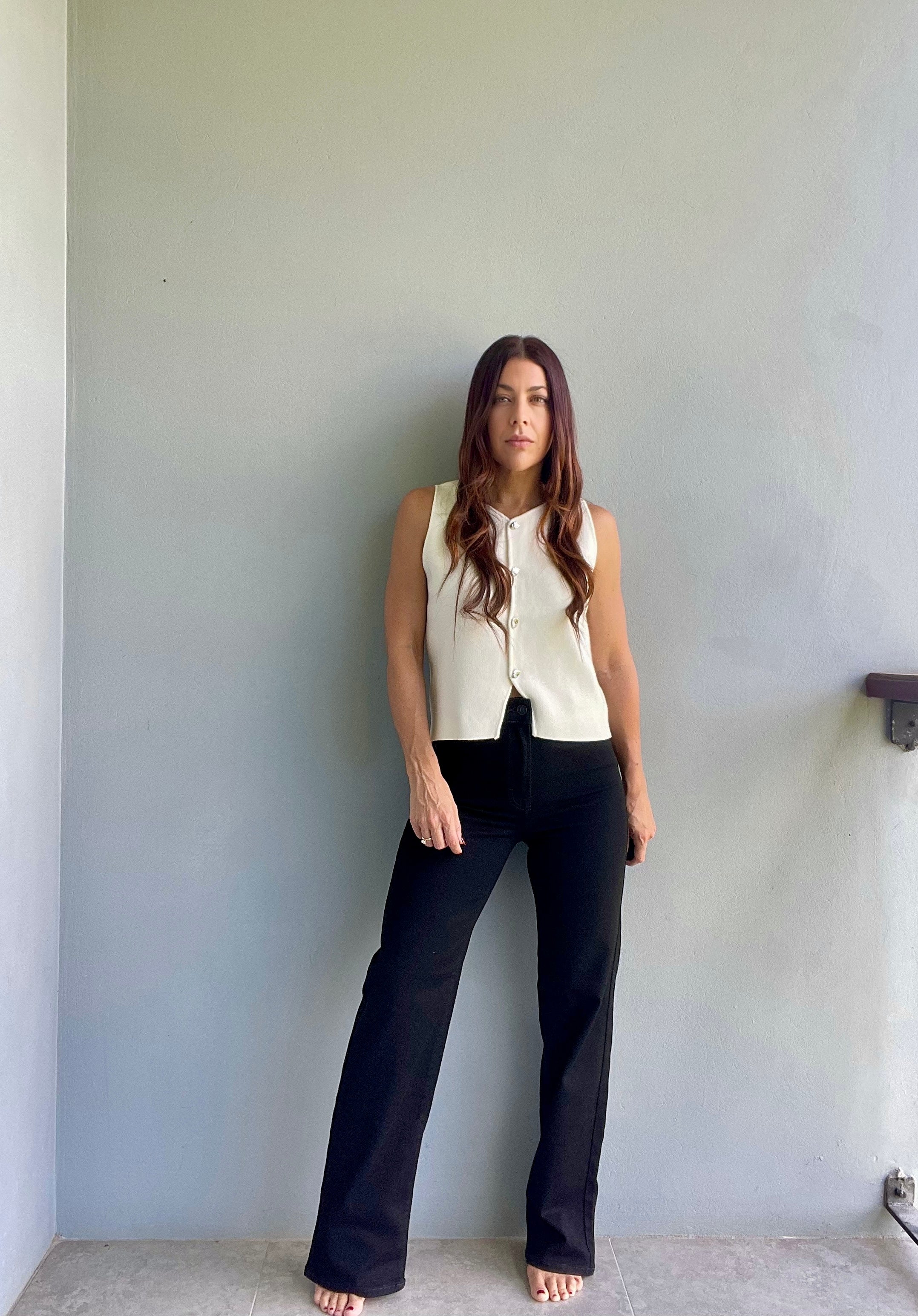 Gabby White Knit Vest