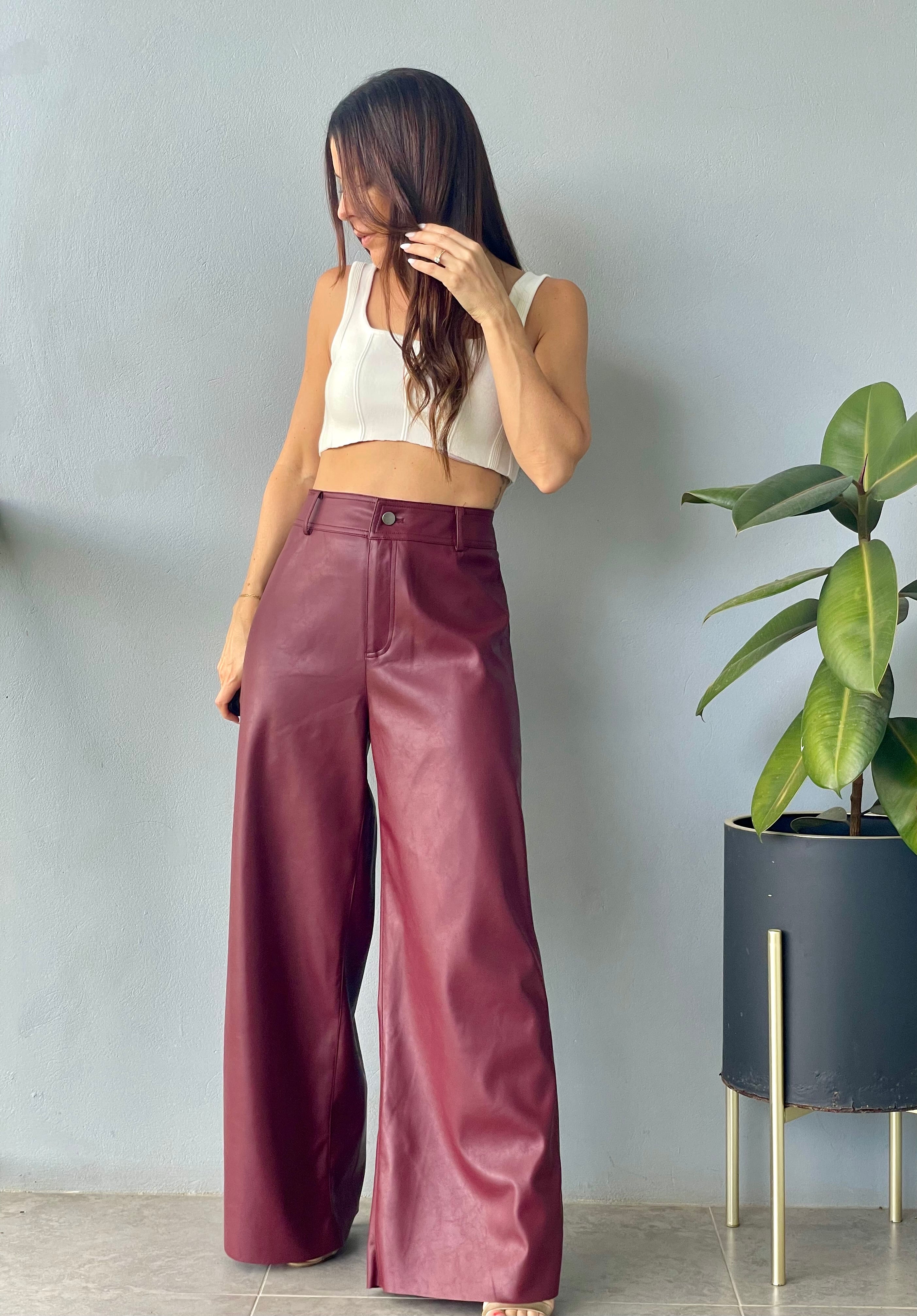 Dusk Til Dawn Leather Pants ~ Burgundy