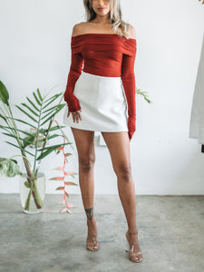 Merlot Off The Shoulder Top