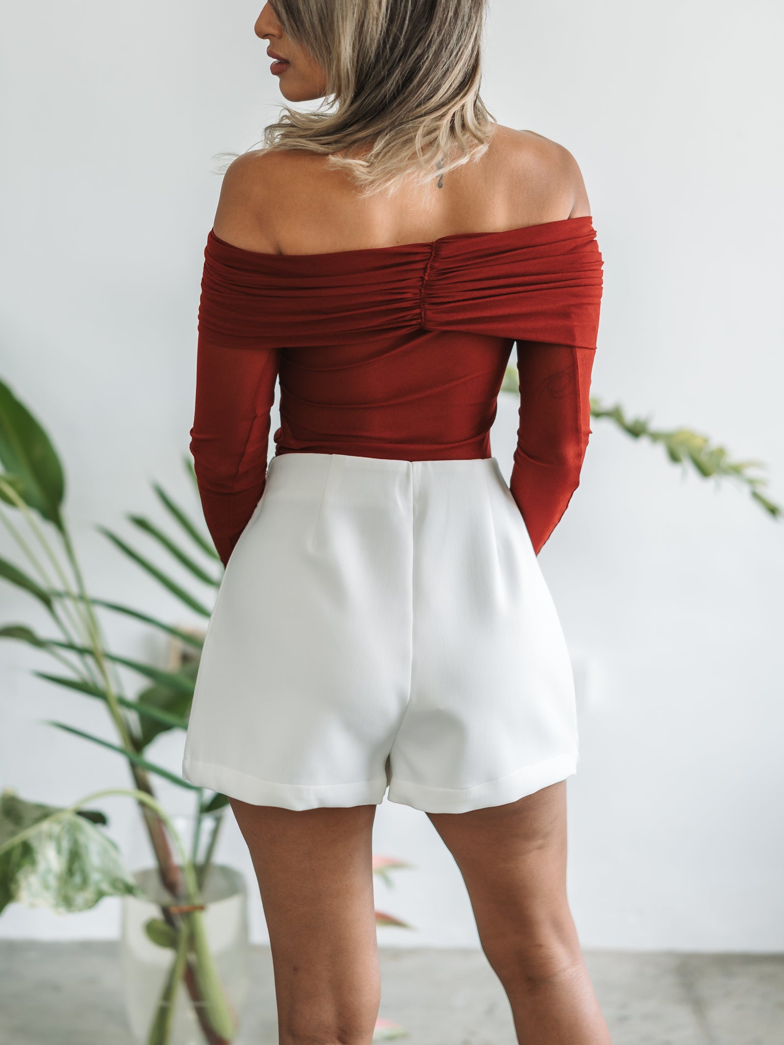 Merlot Off The Shoulder Top