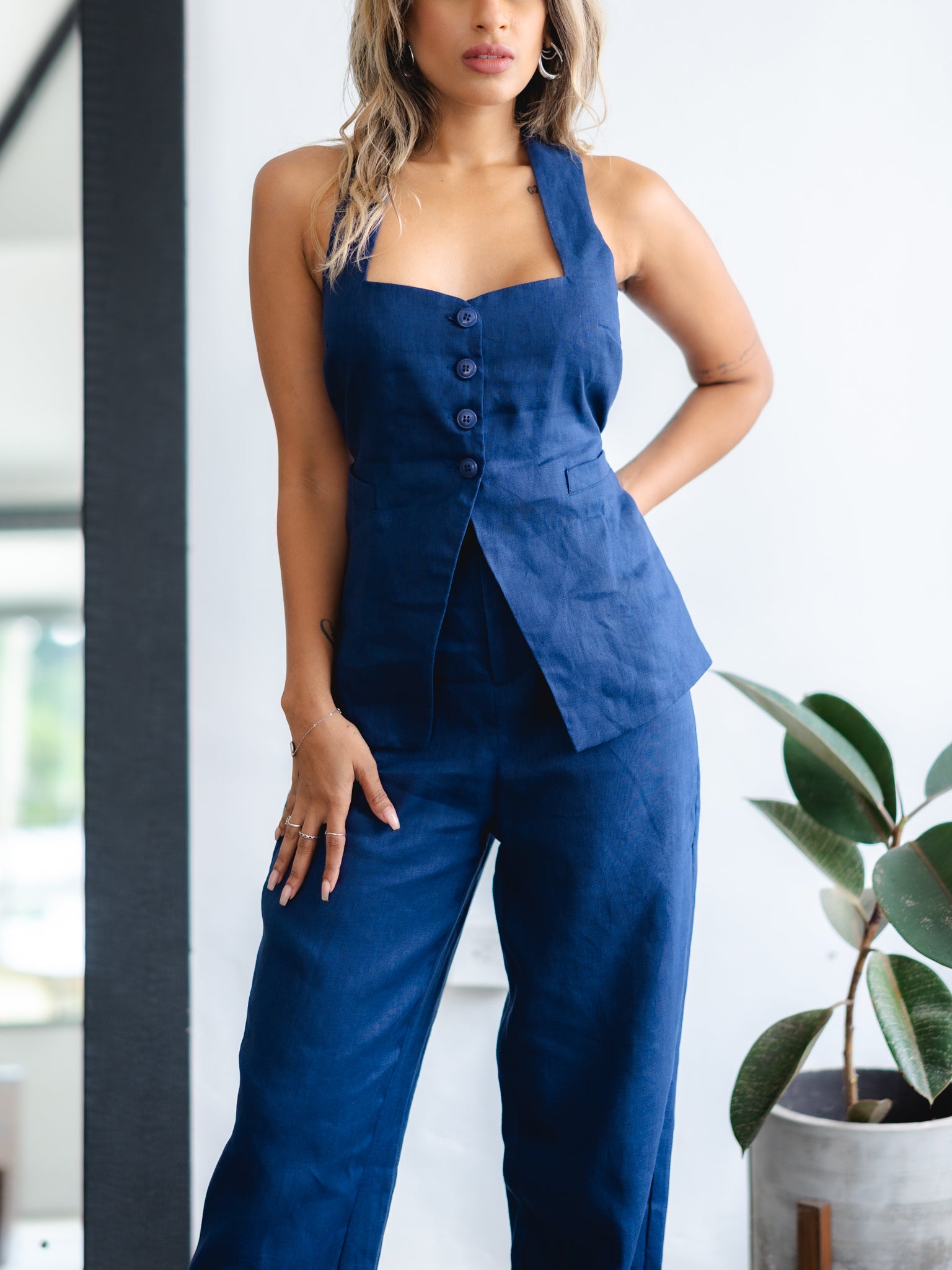 Keep it Together Navy Linen Vest