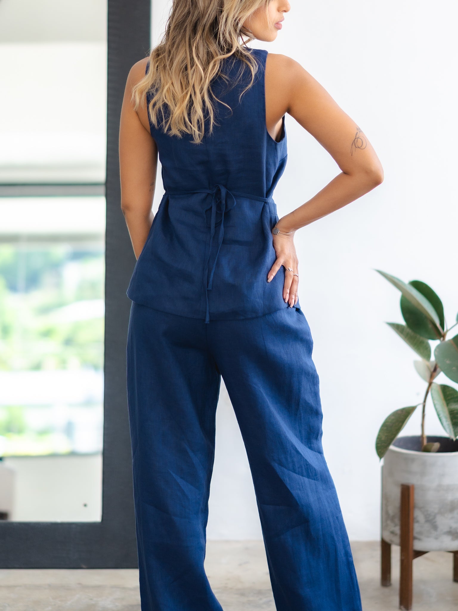 Keep it Together Navy Linen Pants