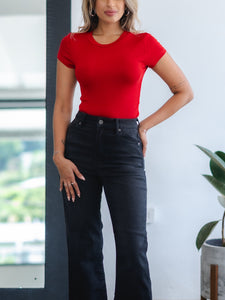 Jada Ribbed Tee ~ Red