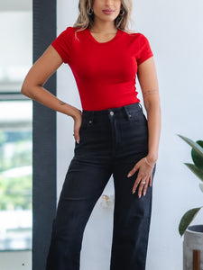 Jada Ribbed Tee ~ Red