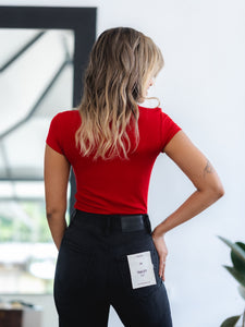 Jada Ribbed Tee ~ Red