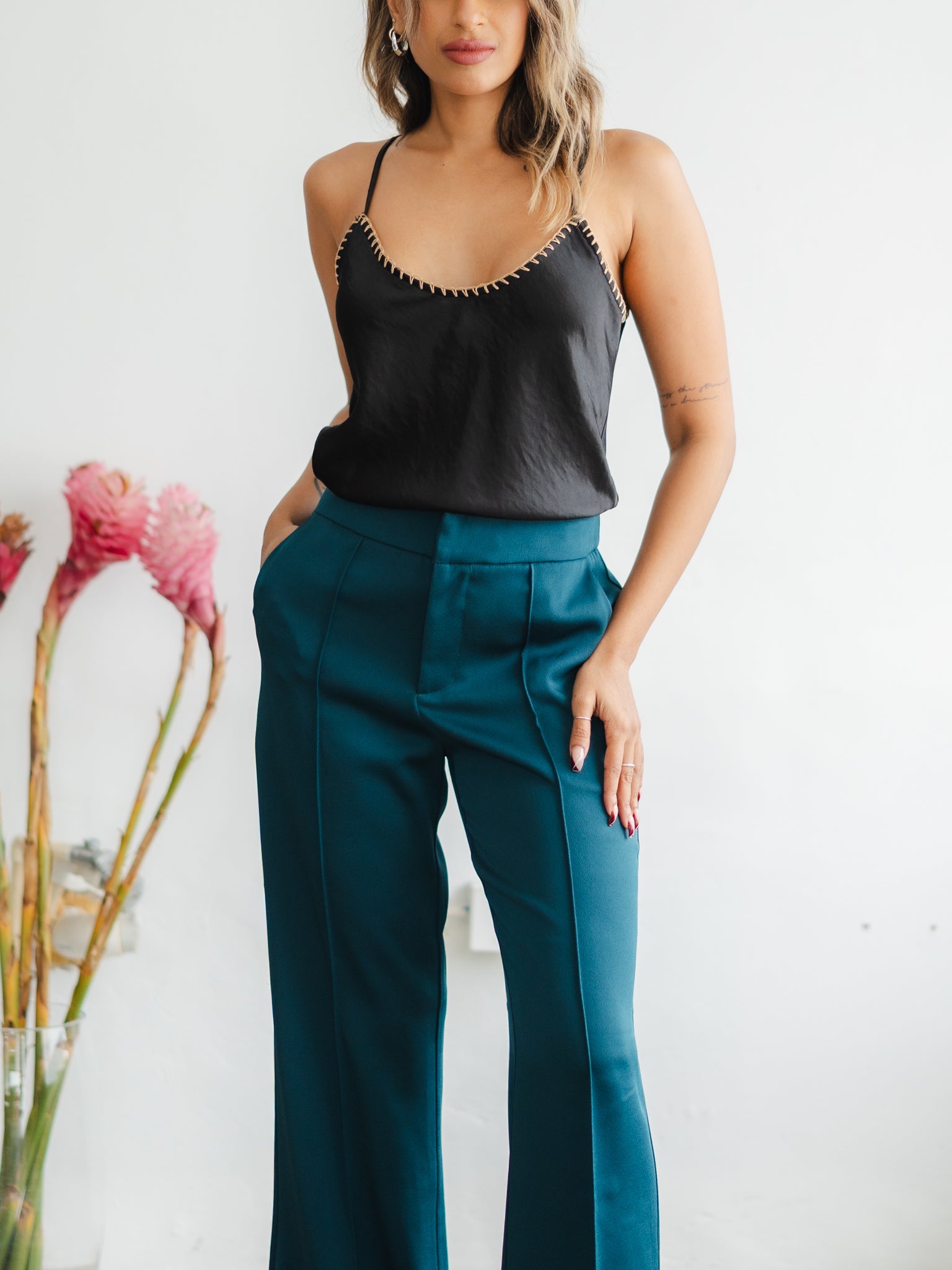 Lira Black Satin Cami