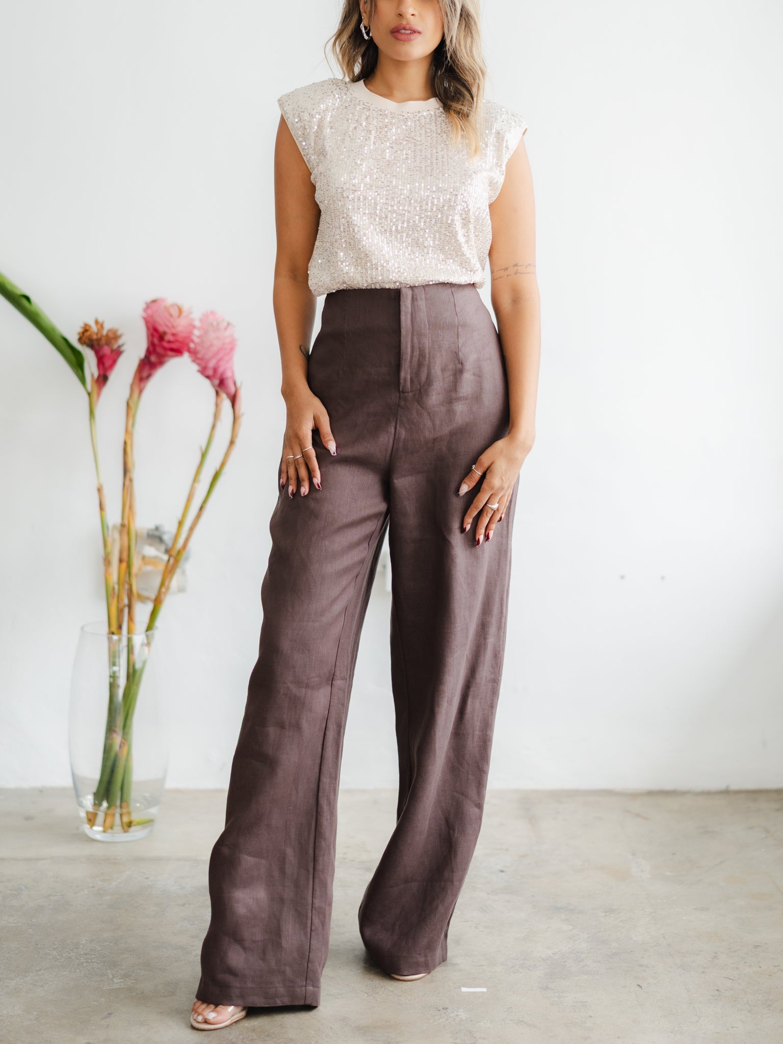 Keep it Together Brown Linen Pants