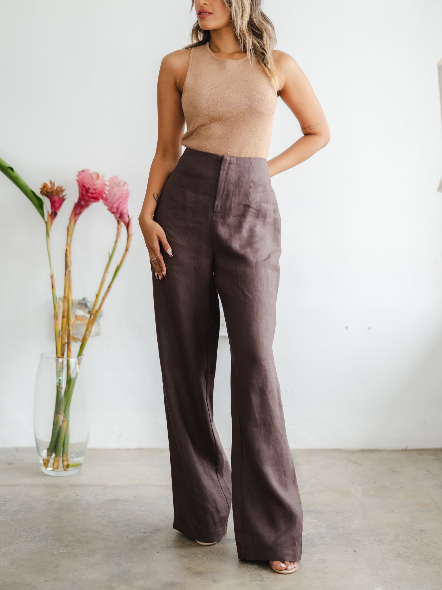 Keep it Together Brown Linen Pants