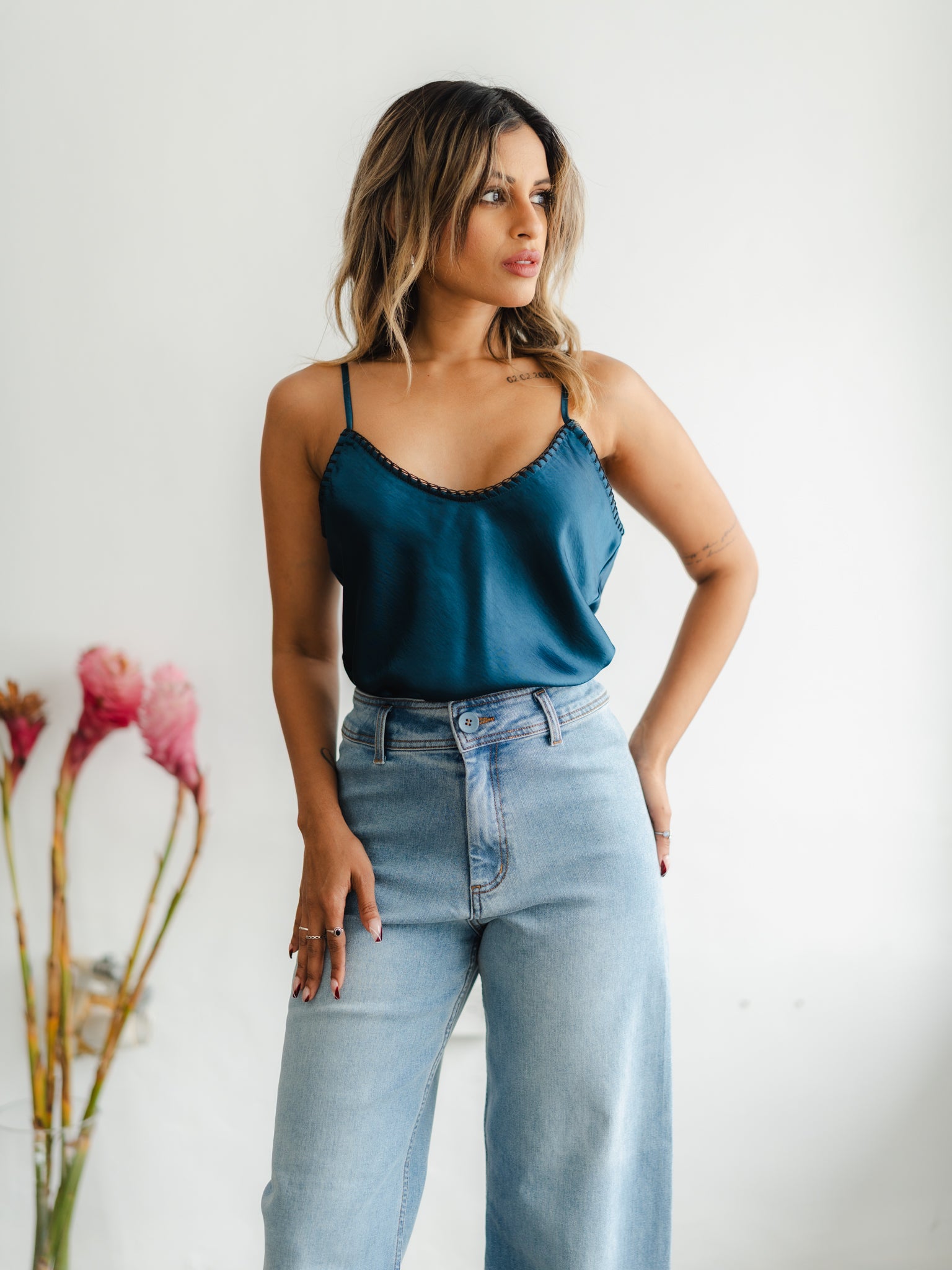 Lira Satin Cami ~ Teal