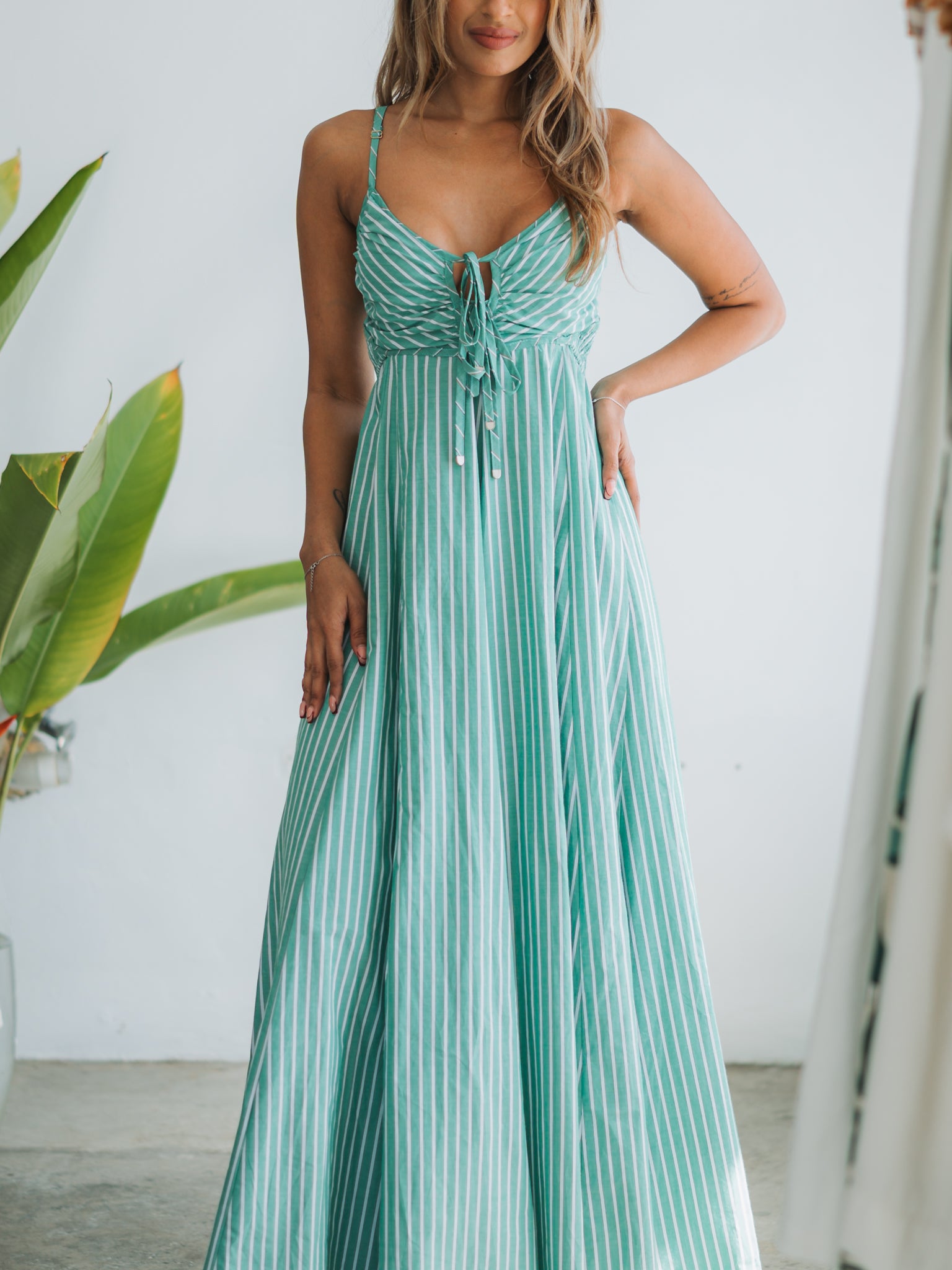 Coastline Strolls Green Maxi Dress