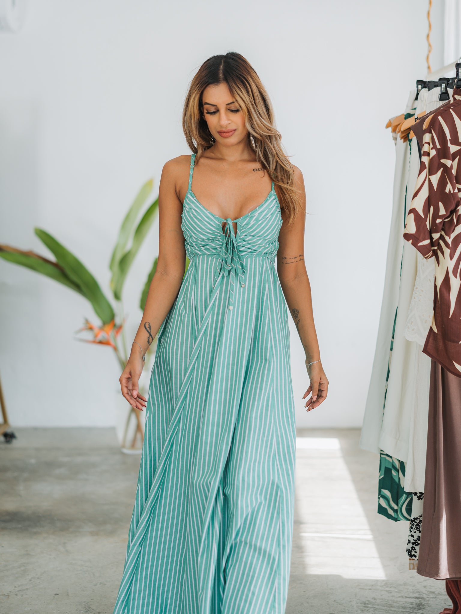 Coastline Strolls Green Maxi Dress