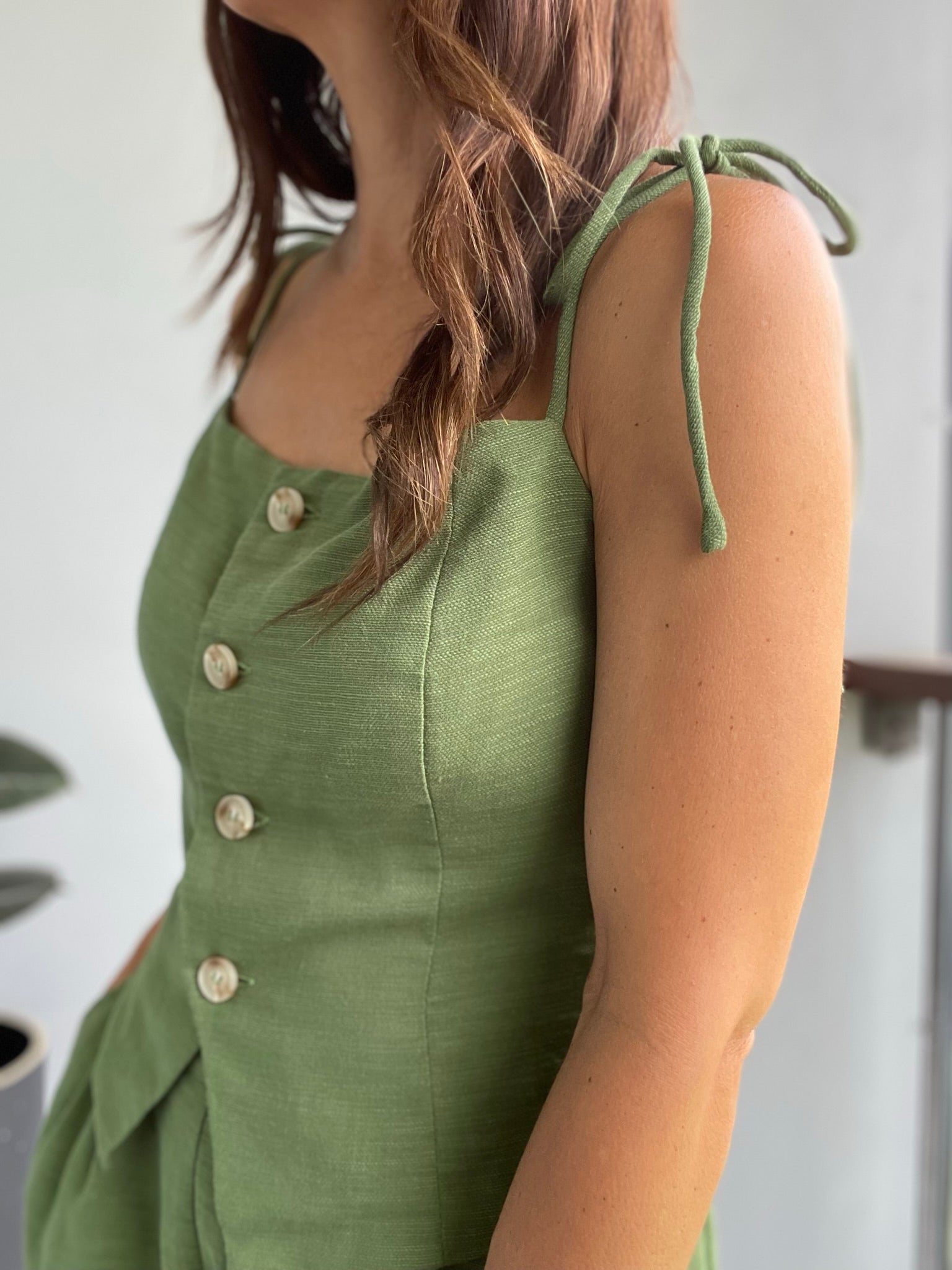 Go Green Shoulder Tie Top