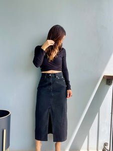 Shotgun Midi Denim Skirt