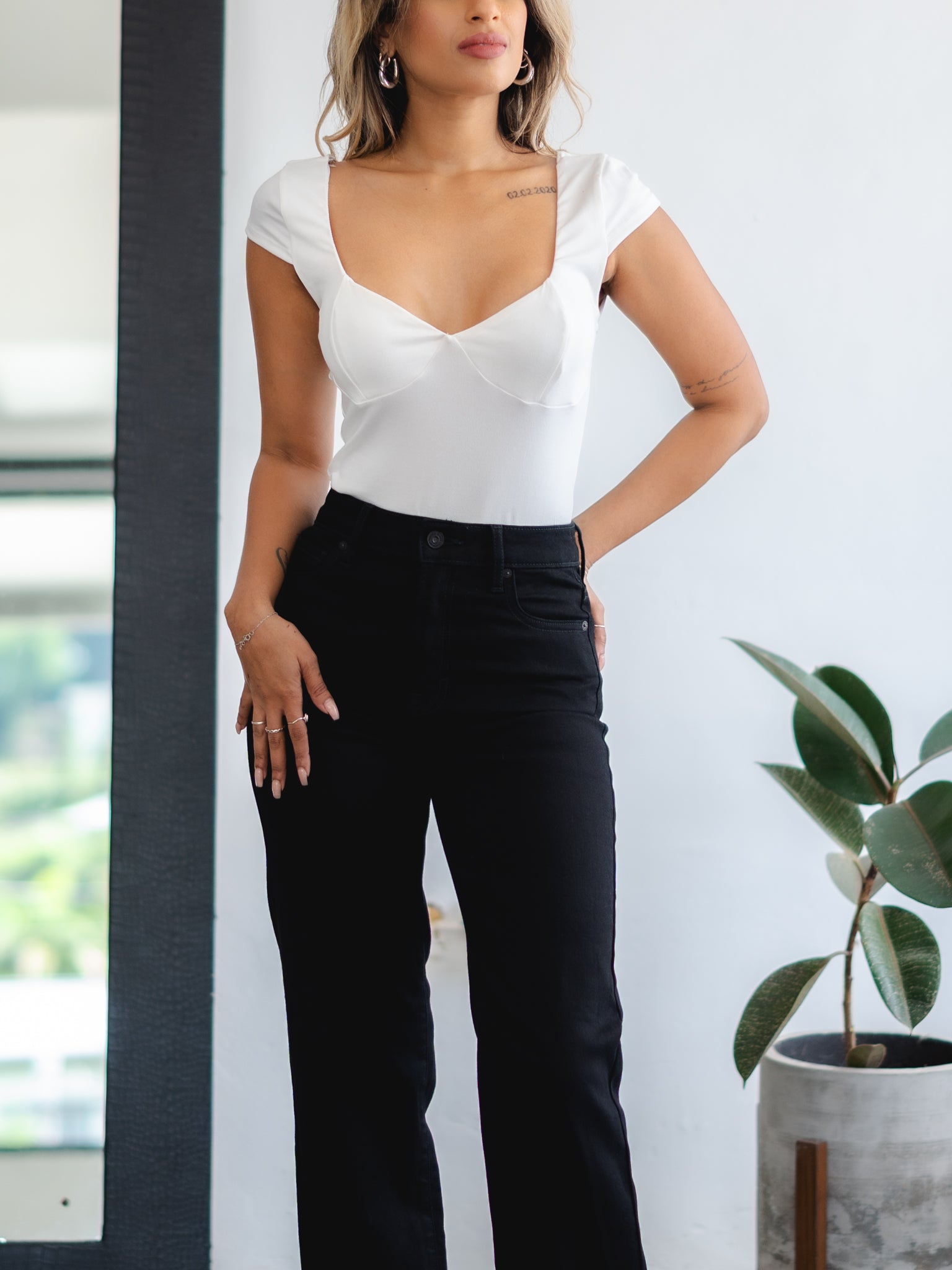 Lori Cap-Sleeve Top ~ White