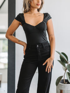 Lori Cap-Sleeve Top ~ Black