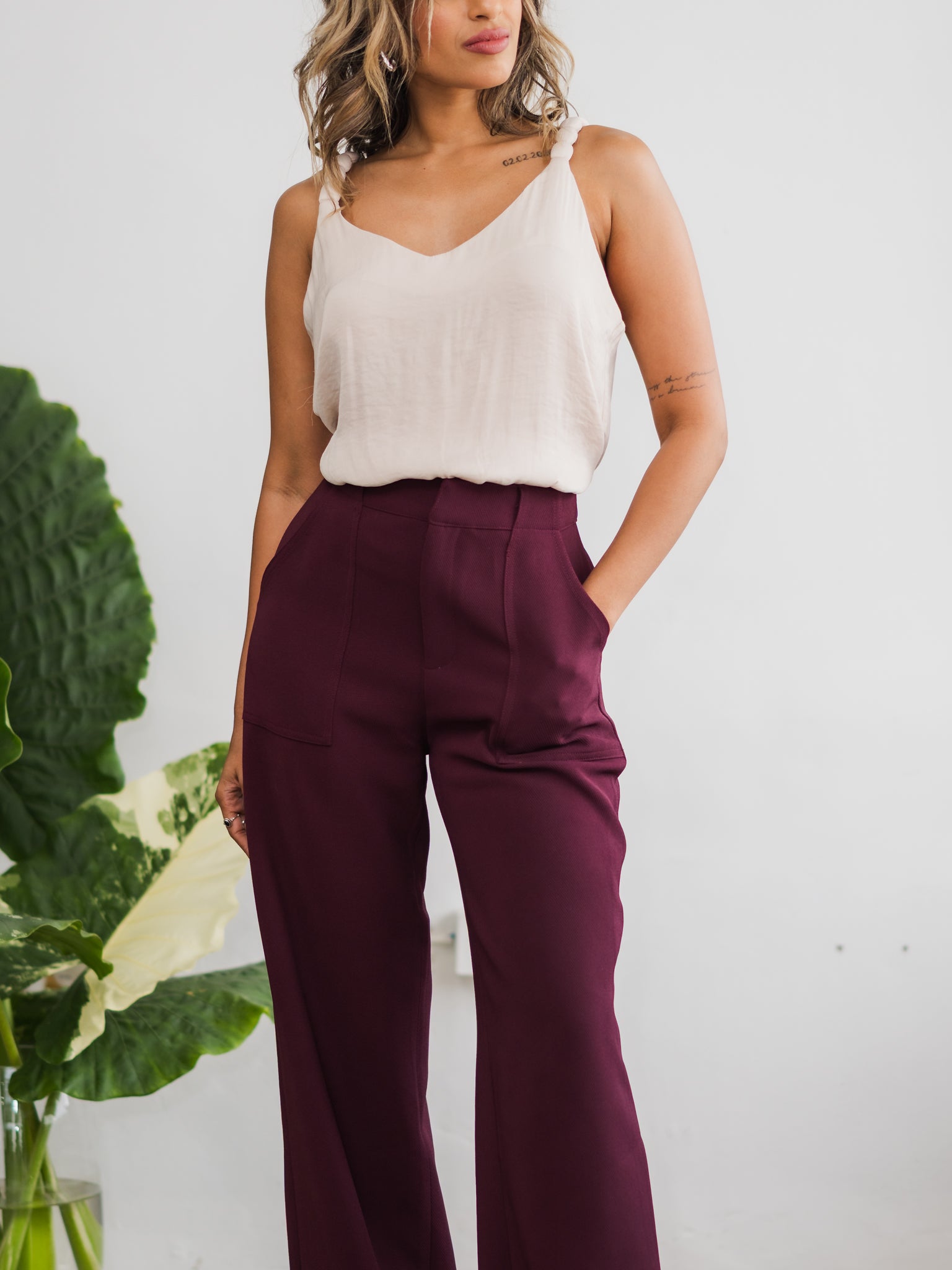 Amara Beige Satin Top