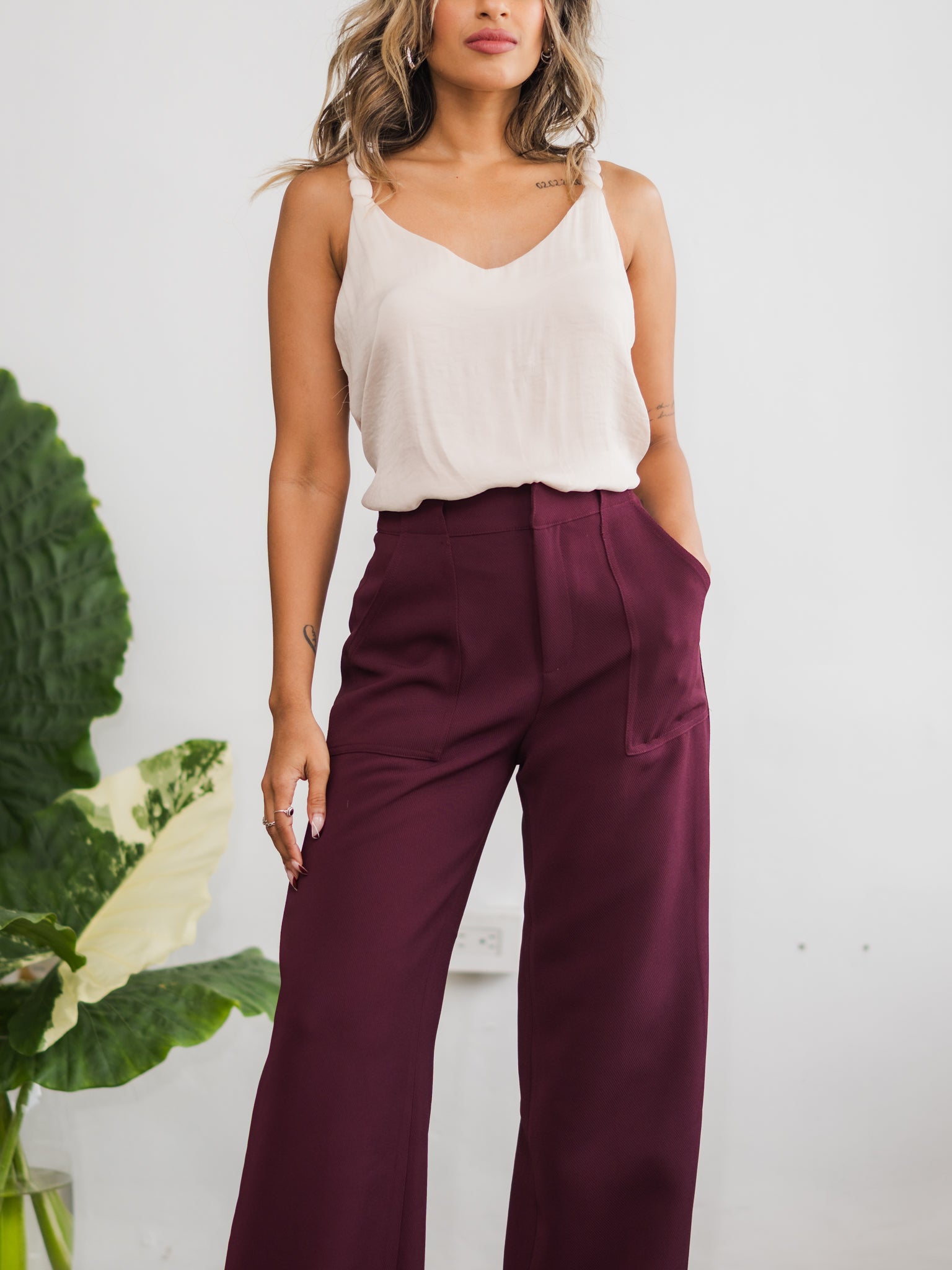 Amara Beige Satin Top