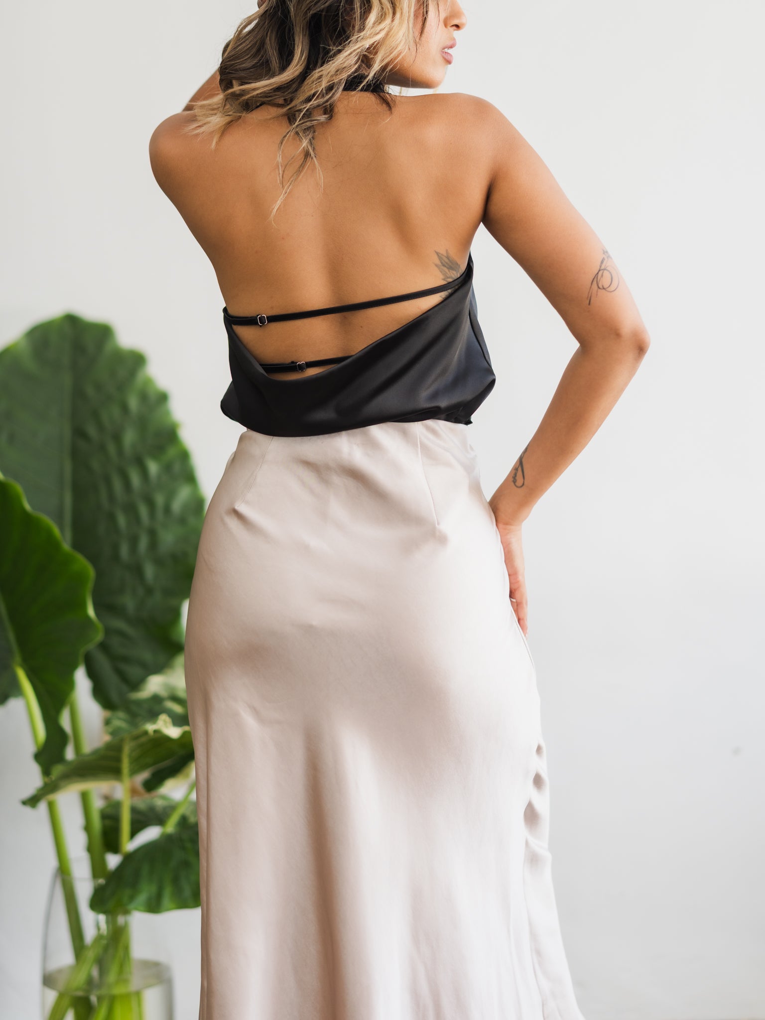 Let the Bubbles Flow Satin Midi Skirt