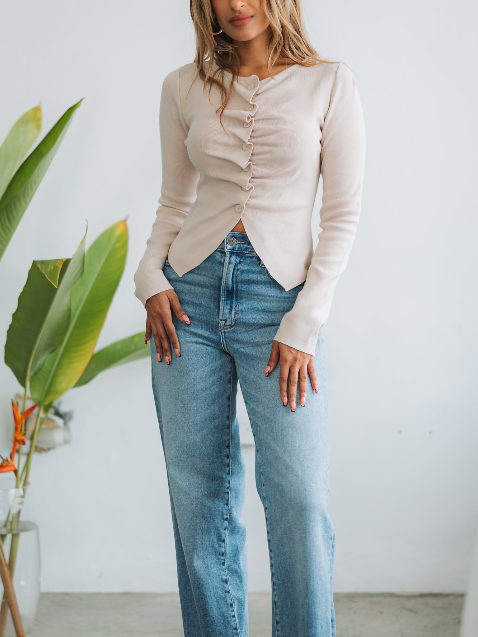 Calla Beige Knit Cardigan