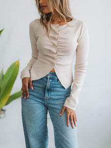 Calla Beige Knit Cardigan