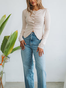 Calla Beige Knit Cardigan