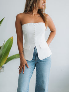 Dolton White Strapless Top