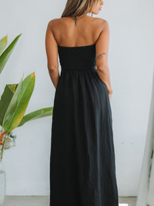 Duthie Park Black Linen Maxi Dress