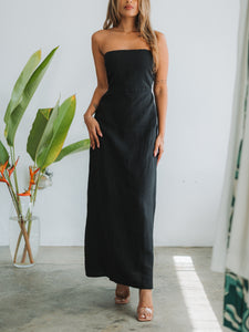 Duthie Park Black Linen Maxi Dress