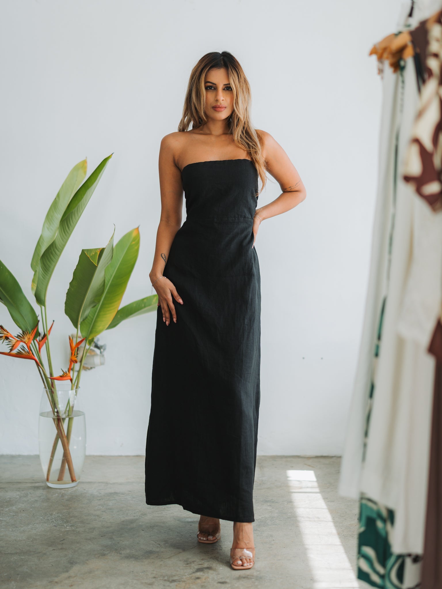 Duthie Park Black Linen Maxi Dress