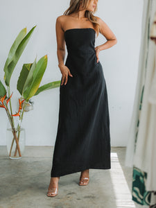 Duthie Park Black Linen Maxi Dress