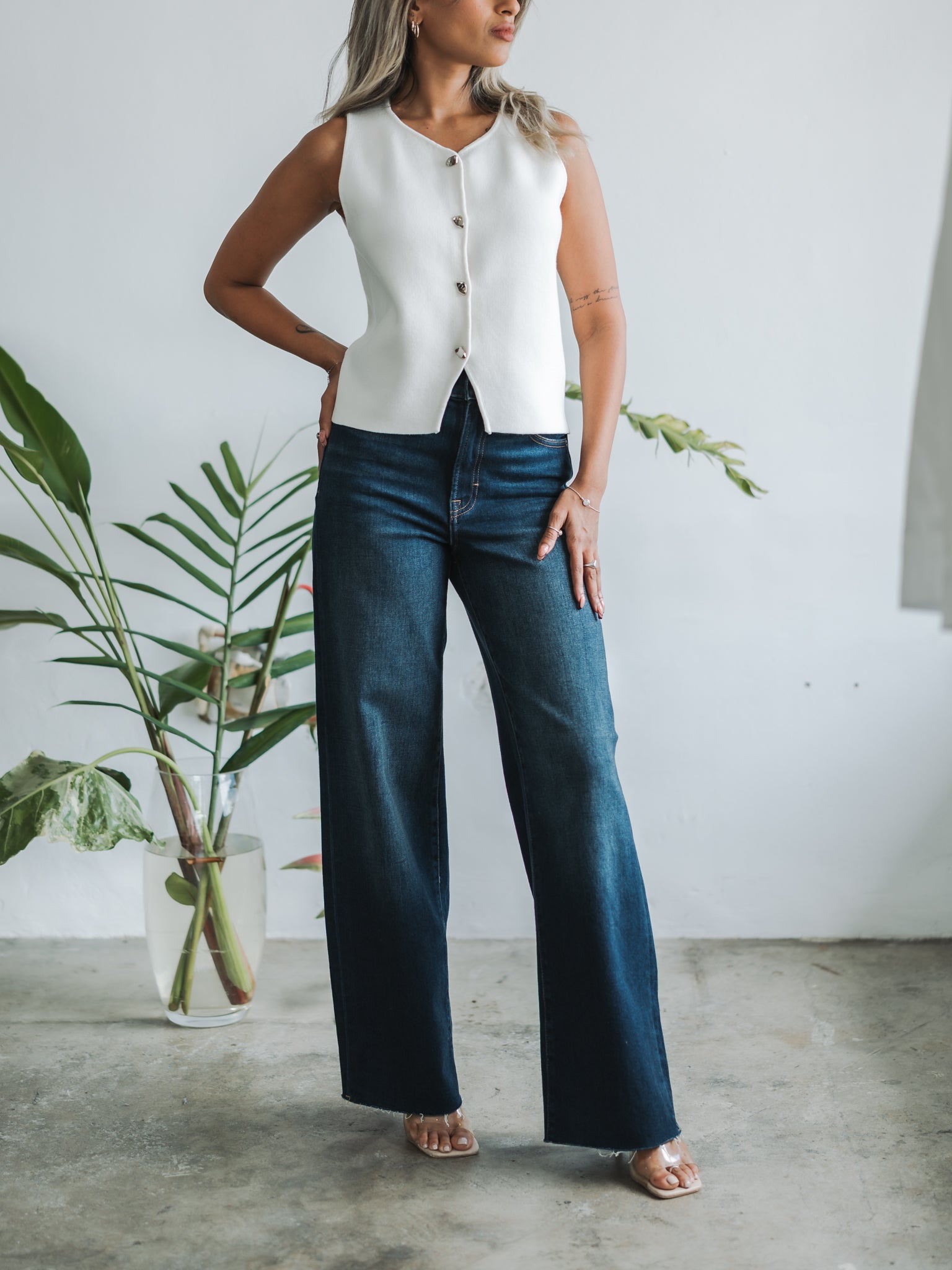 Gabby White Knit Vest